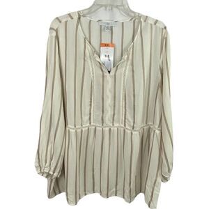 Fever Boho Striped Blouse Size XXL